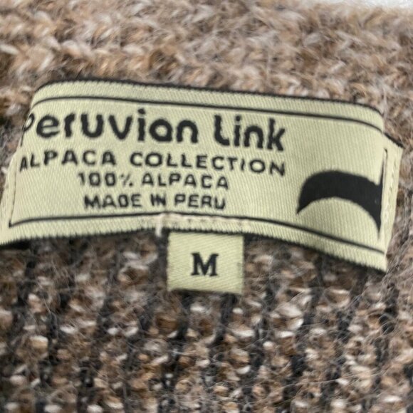 Peruvian Link Alpaca Collection Brown Henley Sweater M 100% Alpaca Knit Pullover - Picture 5 of 9